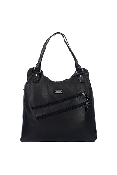 Greenland Nature Schwarze Nappa-Schultertasche Leder 38 cm