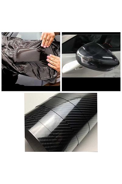 ESEMİZ 5D Black Carbon Fiber Foil Air Ducted Ultra Bright Size: 50cm X 3 Meters