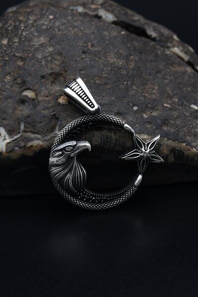 Prestige Kolye Ucu Ay Yıldızlı Kartal Figürlü 925 Ayar Gümüş 900505