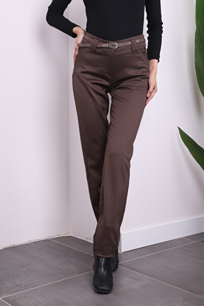 İmajButik Pantaloni maro din țesătură creion