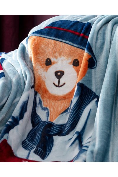 Madame Coco Welsoft Fleece Printed Fares Bear Single Blanket - Beige