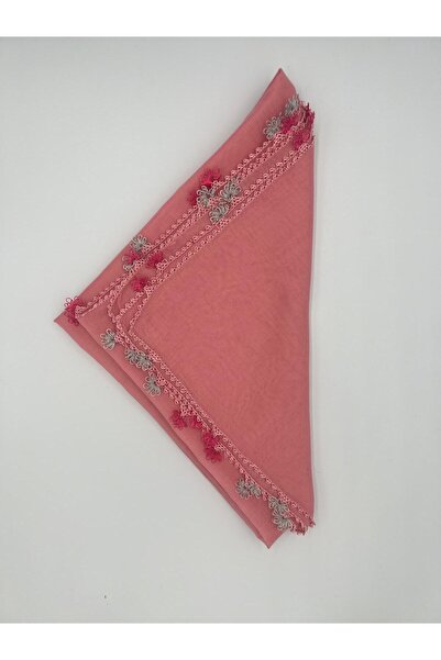 Şatilli Handmade İğne oyalı yazma el emeği oyalı yazma koyu pudra 100x100 iğn...