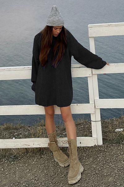 Madmext Mad Girls Pulover oversize negru Mg1297