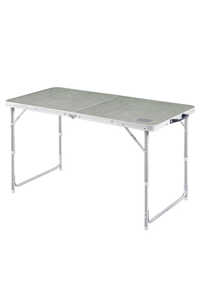 HAEGS Portatif Kamp Masası, 3 Yükseklik Ayarlı Katlanır Alüminyum Piknik Masası 120x60 Kumaş Desenli