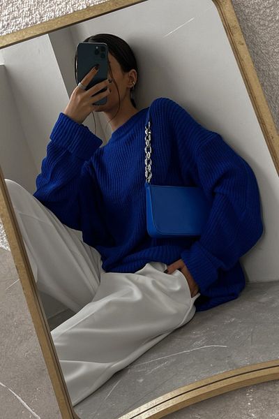 Madmext Saks Rundhals-Basic-Pullover Mg1264