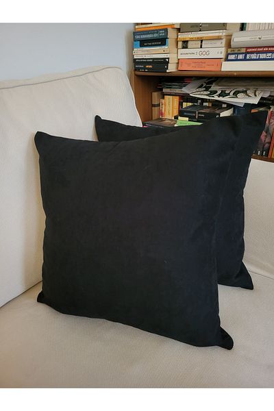MUSGEM Black Color Cotton Duck Cloth 2-Piece Throw Pillow Cover Pillowcases 45X45