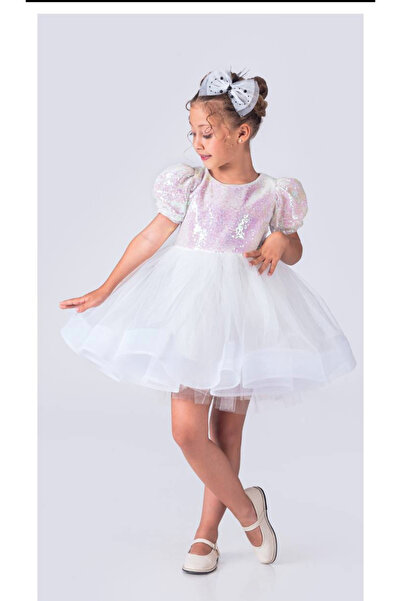 zeyamoda kids Pul Payetli Tütülü Kız Çocuk Elbise