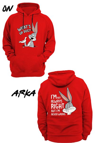 remonz Bugs Bunny εμπριμέ φλις κουκούλα - 3 κλωστές. Ανυψωμένο, με κουκούλα και πολύ χοντρό