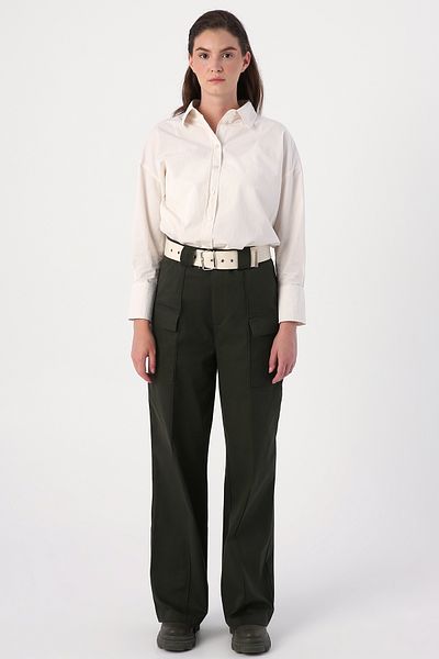 ALLDAY Pantaloni largi cu buzunare cu curea Bandolier kaki