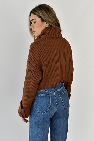 Madmext Mad Girls Brown Throat πουλόβερ Mg1402