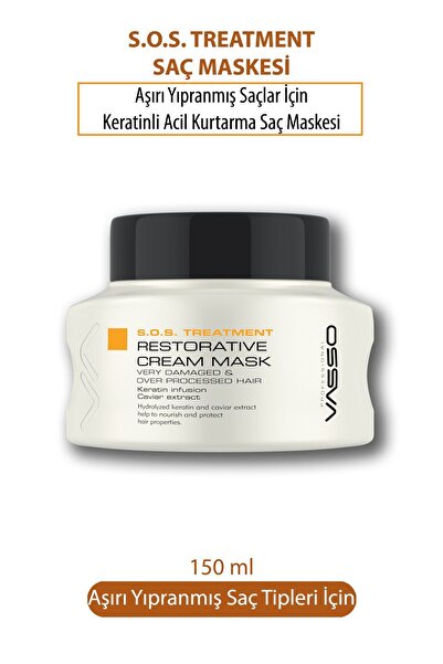 VASSO WOMEN Aşırı Yıpranmış Saçlar Için Keratinli Acil Kurtarma Saç Bakım Mas...