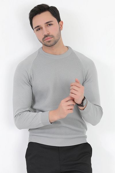 JB John Borners Gray Knitwear Slimfit Sweater - Italian Sleeve, Crew Neck - 2010