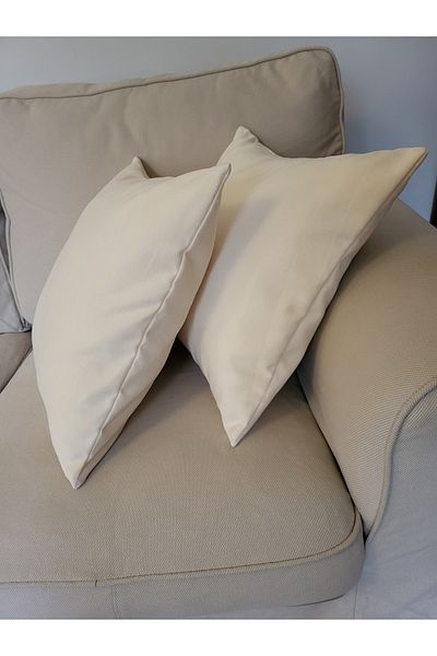MUSGEM 2-Piece Cotton Ecru Duck Cloth Throw Pillow Covers - 45X45