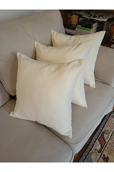 MUSGEM 3-Piece Cotton Duck Cloth - Ecru, Cream, Pillowcase 45X45