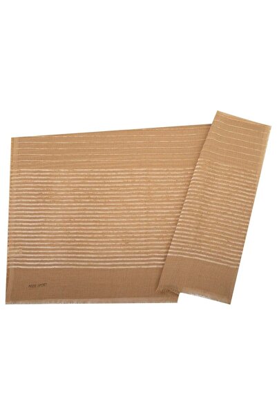 Aker Sport Kadife Şeritli Şal - 1042brl-961 - Gold