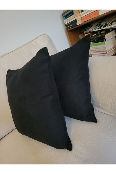 MUSGEM Black Color Cotton Duck Cloth 2-Piece Throw Pillow Cover Pillowcases 45X45