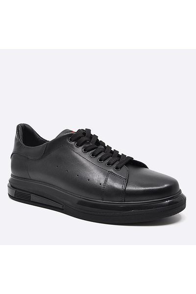 Fosco Black Genuine Leather Sneakers - Men's Shoes 9938 100