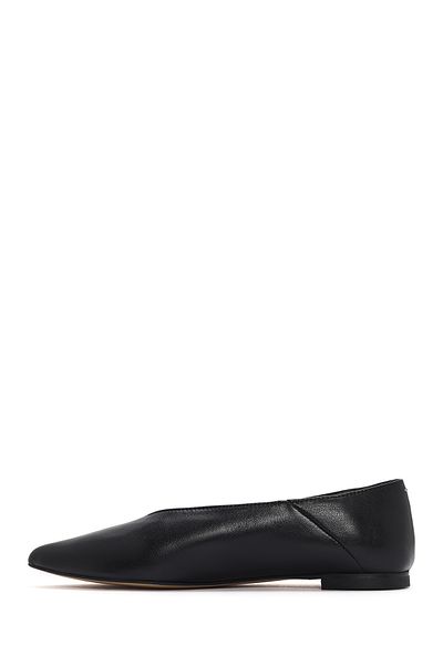 Derimod Black Leather Women's Ballerinas - 24SFD141018