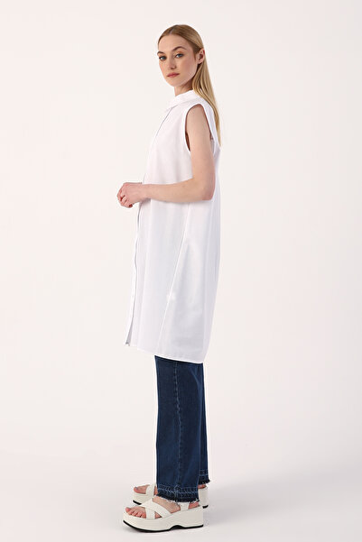 ALLDAY Beyaz Kolsuz Gömlek Yaka Tunik