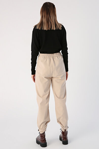 ALLDAY Hellbeige Cargohose aus Baumwolle mit Epaulette und detailliertem Druckknopfverschluss