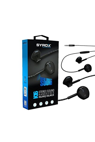 Syrox Ekstra Güçlü Ses Stereo Mikrofonlu Kablolu Kulaklık 3.5mm Aux Syx-k16
