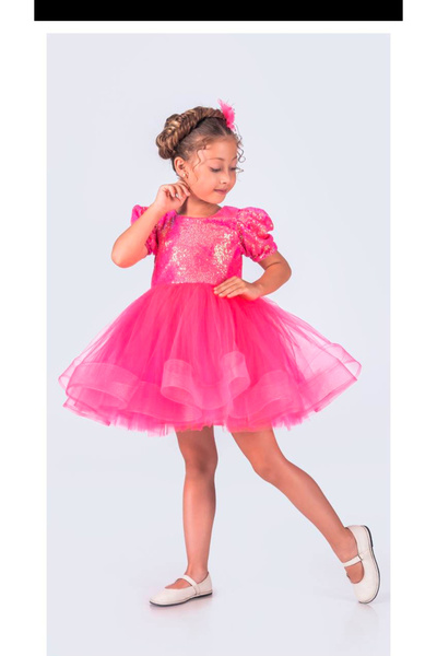 zeyamoda kids Pul Payetli Tütülü Kız Çocuk Elbise