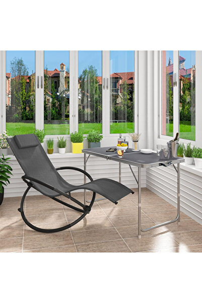 HAEGS Portatif Kamp Masası, 3 Yükseklik Ayarlı, Katlanır Alüminyum Piknik Masası 120x60 - Antrasit