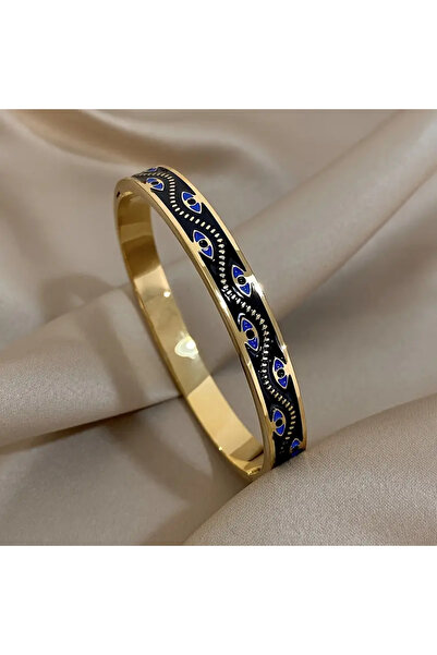 MITH SB TAKI Vıntage Paslanmaz Çelik Göz Kelepçe Bilezik - Lacivert