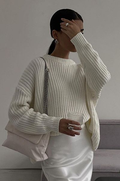 Madmext Cremefarbener Basic-Pullover mit Rundhalsausschnitt Mg1264