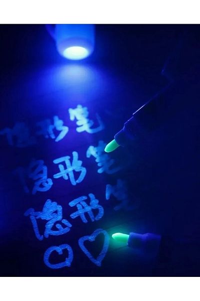 LRS STORE 4 Pcs Illuminated Invisible Writing Pen Magic Spy Pen Purple Light-Looking Pen Set