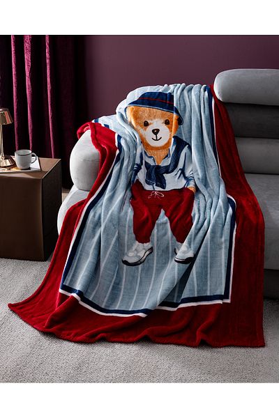 Madame Coco Welsoft Fleece Printed Fares Bear Single Blanket - Beige