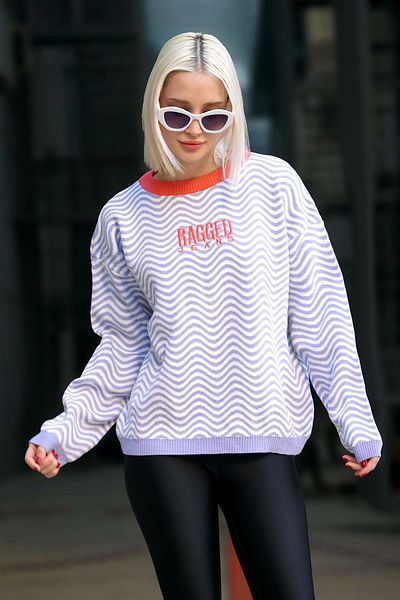 Madmext Lila Oversize női pulóver MG1251