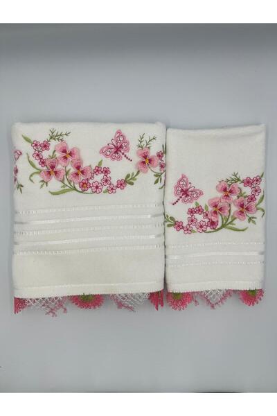 Şatilli Handmade İğne oyalı 3d Nakışlı kadife Analı-kızlı 50x90 yüz&30x50 mut...