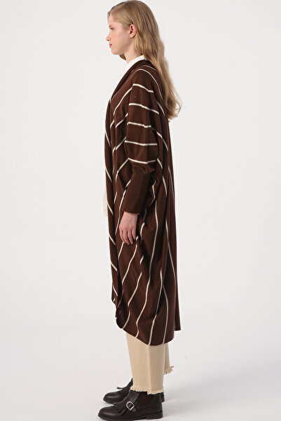 ALLDAY Brown Striped Bat Sleeve Knitwear Cardigan