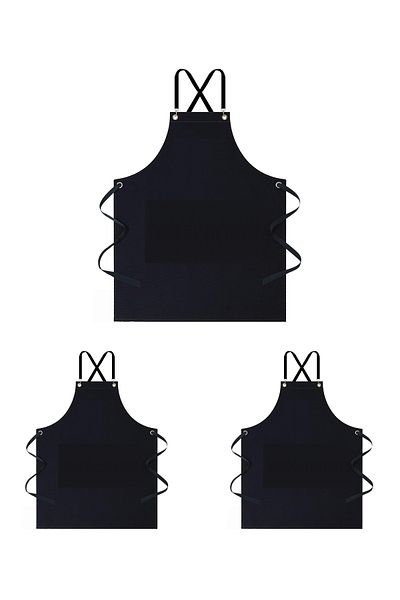 KURUMSAL AMBALAJ 3 Pieces Black Kitchen Apron-cook Apron-chef Apron