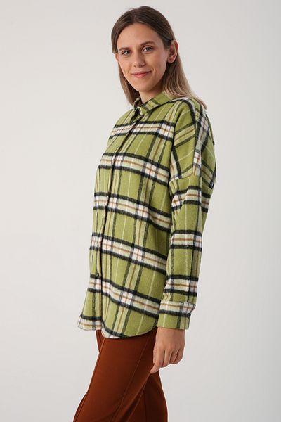 ALLDAY Green-black Oversize Lumberjack Shirt Tunic