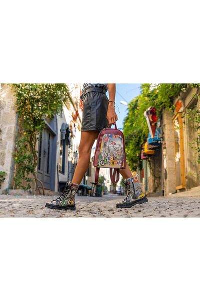 Dogo Cizme lungi cu fermoar multicolore din piele vegană de damă - Not Gangnam Design