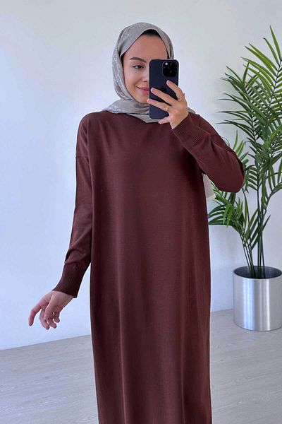 Ka Hijab Φόρεμα Mercerized Hijab - Καφέ