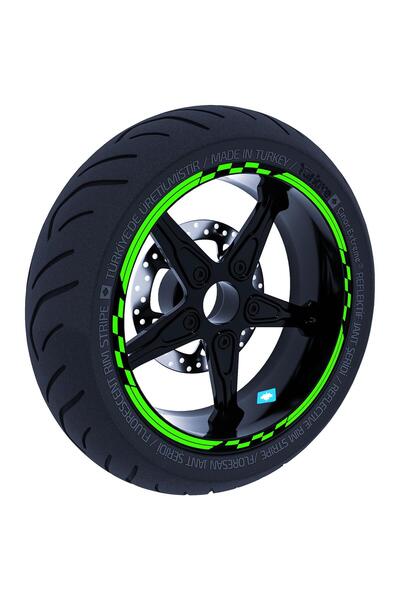 Çınar Extreme Moto GP Yarış Bayraklı Floresan Yeşil Jant Şeridi Sticker Çınar...