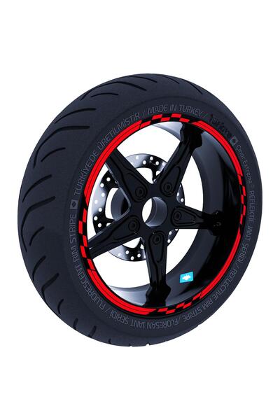 Çınar Extreme Moto GP Yarış Bayraklı Reflektif Kırmızı Jant Şeridi Sticker Çı...