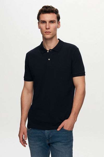 D'S Damat Μπλουζάκι με γιακά πόλο Ds Damat Regular Fit Navy Blue/Tirquoise/White Pique Texture 100% Cotton Polo T-shirt
