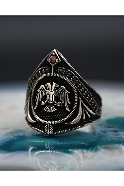 Prestige Çift Başlı Kartal (SELÇUKLU KARTALI) Figürlü Zihgir 925 Ayar Gümüş E...