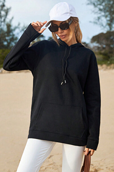 uyguntarz Bavlněná oversize mikina s potiskem a kapucí