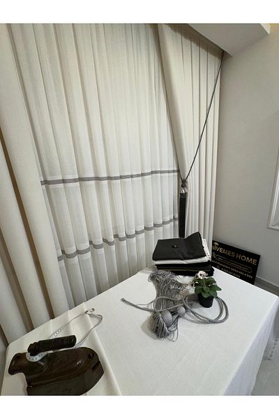 NİVEMESHOME Roma 18542-D Cream Linen Single Wing (Pillet-Free) Fon Curtain