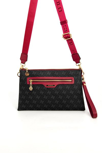 Silver Polo Negru - Roșu Claret SP1129 Geantă Crossbody pentru femei