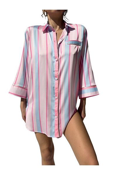 Victory Silk Satin Fancy Dressing Gown Relaxed Cut Nightgown