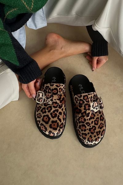 Mupa Shoes Кадифени чехли с леопардови шарки