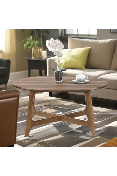 micasa Round High-Quality and Durable Coffee Table Walnut