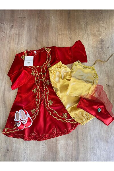 BABYSHAH Bebek Bindallı 6 Ay Kınası Kırmızı Renk  5 Parça Takım