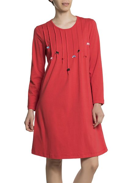 Doremi Long Sleeve Combed Cotton Nightgown